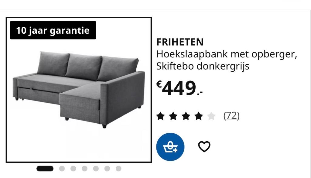 Slaapbank IKEA, Huis en Inrichting, Ophalen, Hoekbank, Tweepersoons, Zo goed als nieuw