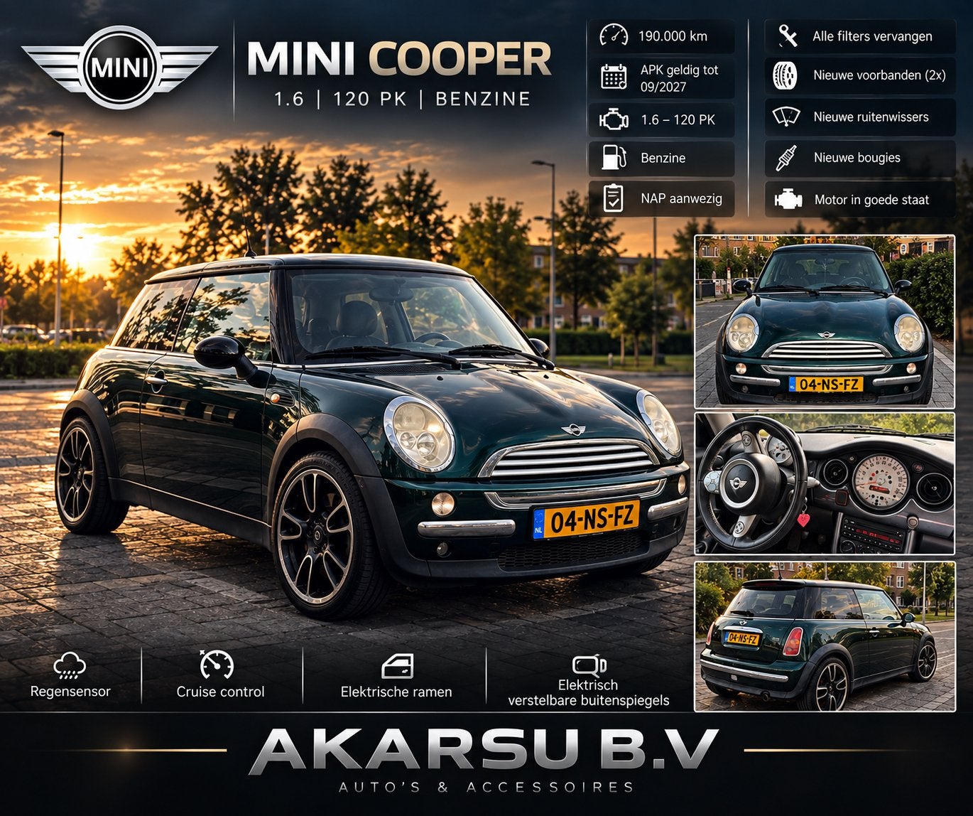 TE KOOP ! MİNİ COOPER 1.6V 120 PK 190.xxx OP TELLER NAP, Ophalen, Gebruikt
