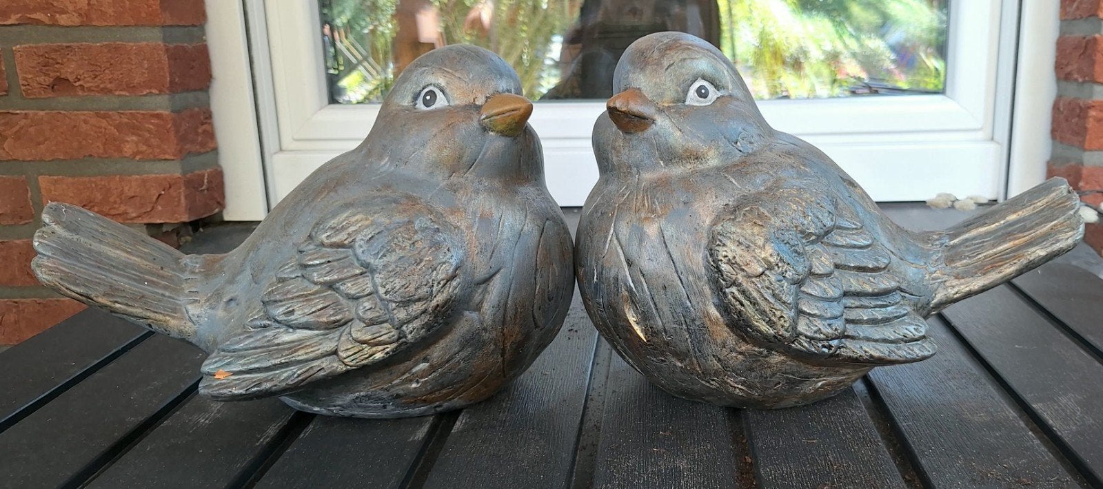 2 beelden  vogels 20 cm hoog., Ophalen, Zo goed als nieuw, Dier