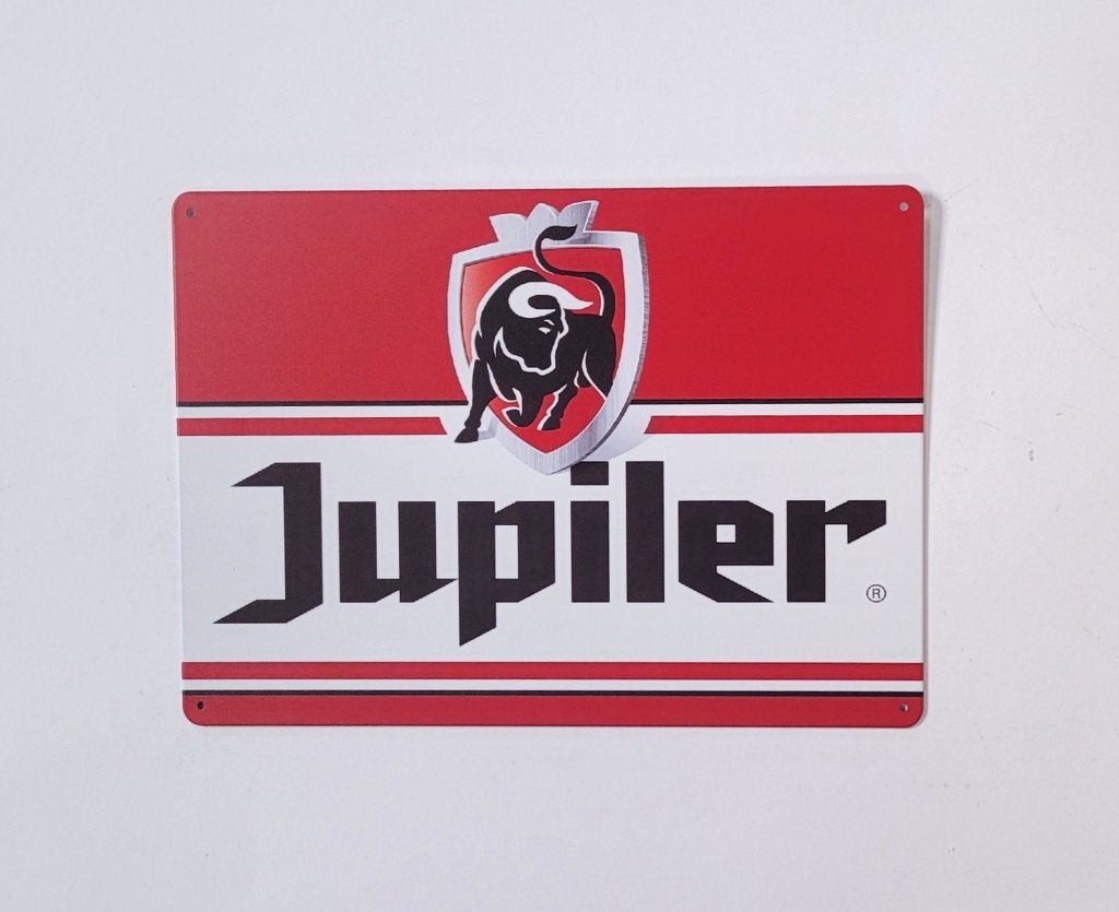 Jupiler bier logo reclamebord van metaal wandbord decoratie, Ophalen of Verzenden, Nieuw, Reclamebord, Plaat of Schild, Overige merken