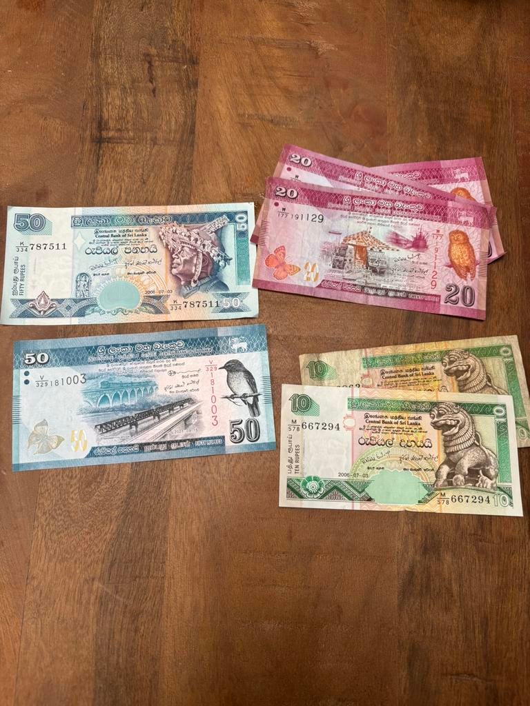 Biljetten Sri Lanka, Postzegels en Munten, Bankbiljetten | Azië, Ophalen of Verzenden, Zuid-Azië