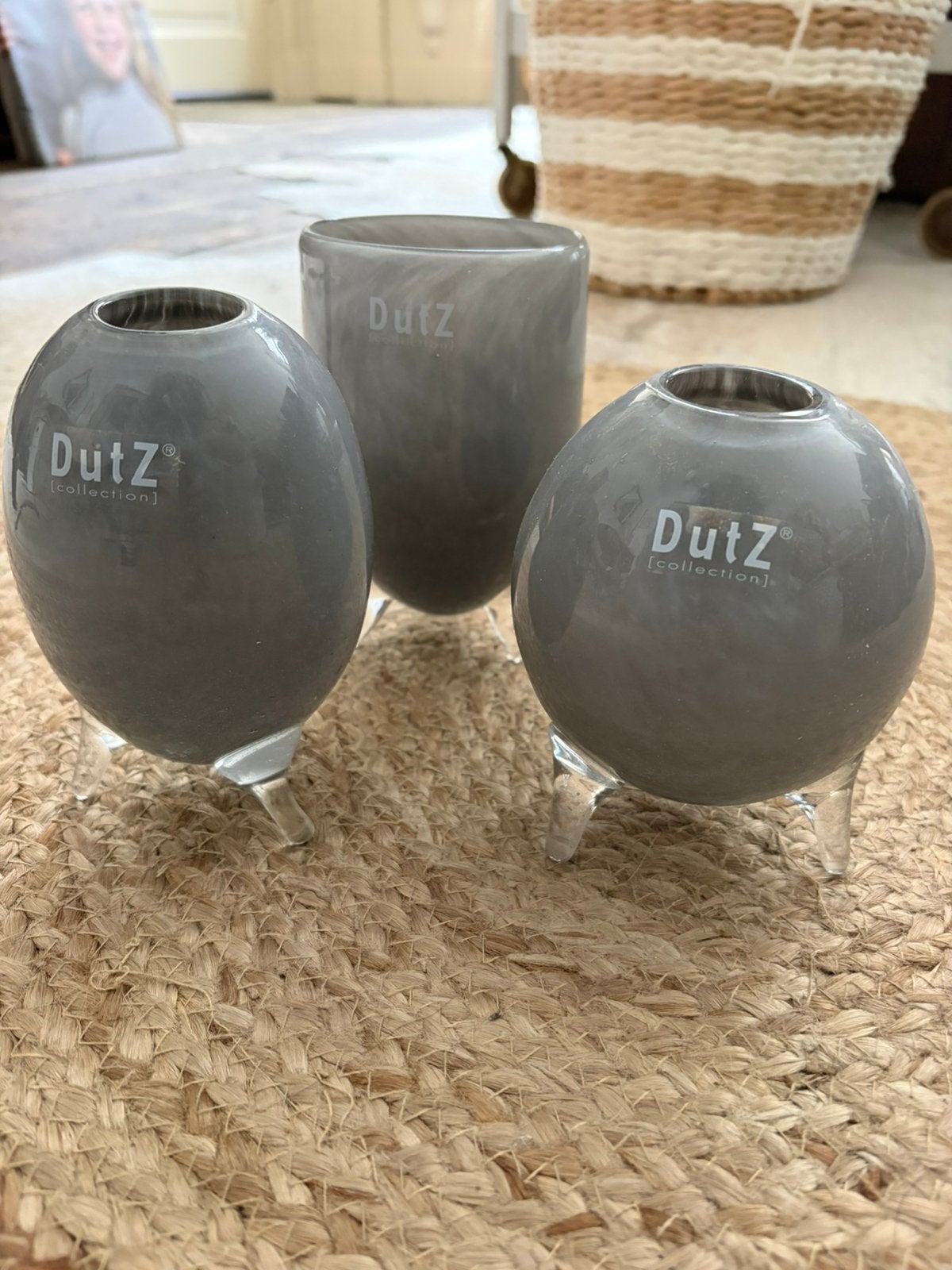 Dutz vaasjes, Ophalen of Verzenden, Nieuw, Grijs, Glas
