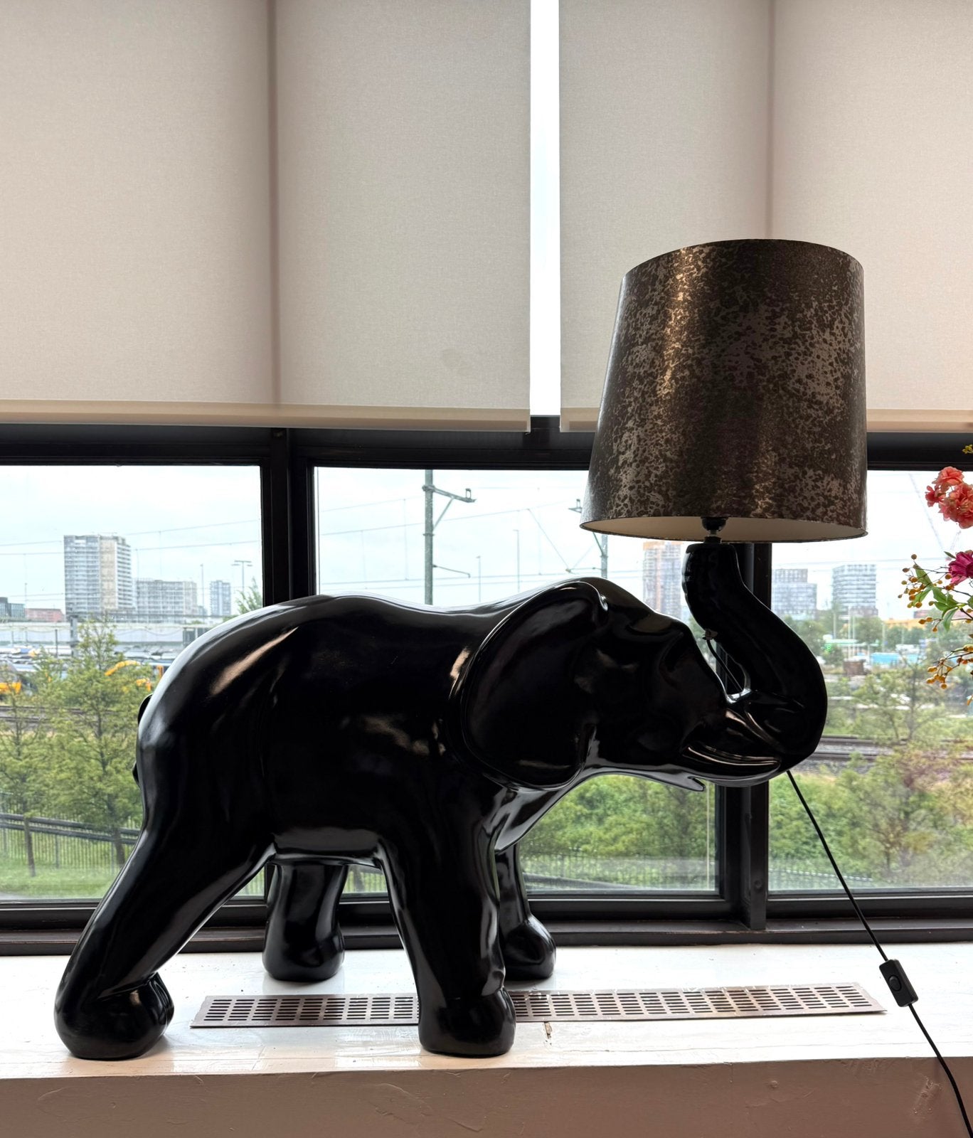 Unieke designlamp XL olifant zwart hoogglans, Ophalen, Kunststof, Zo goed als nieuw, Minder dan 100 cm