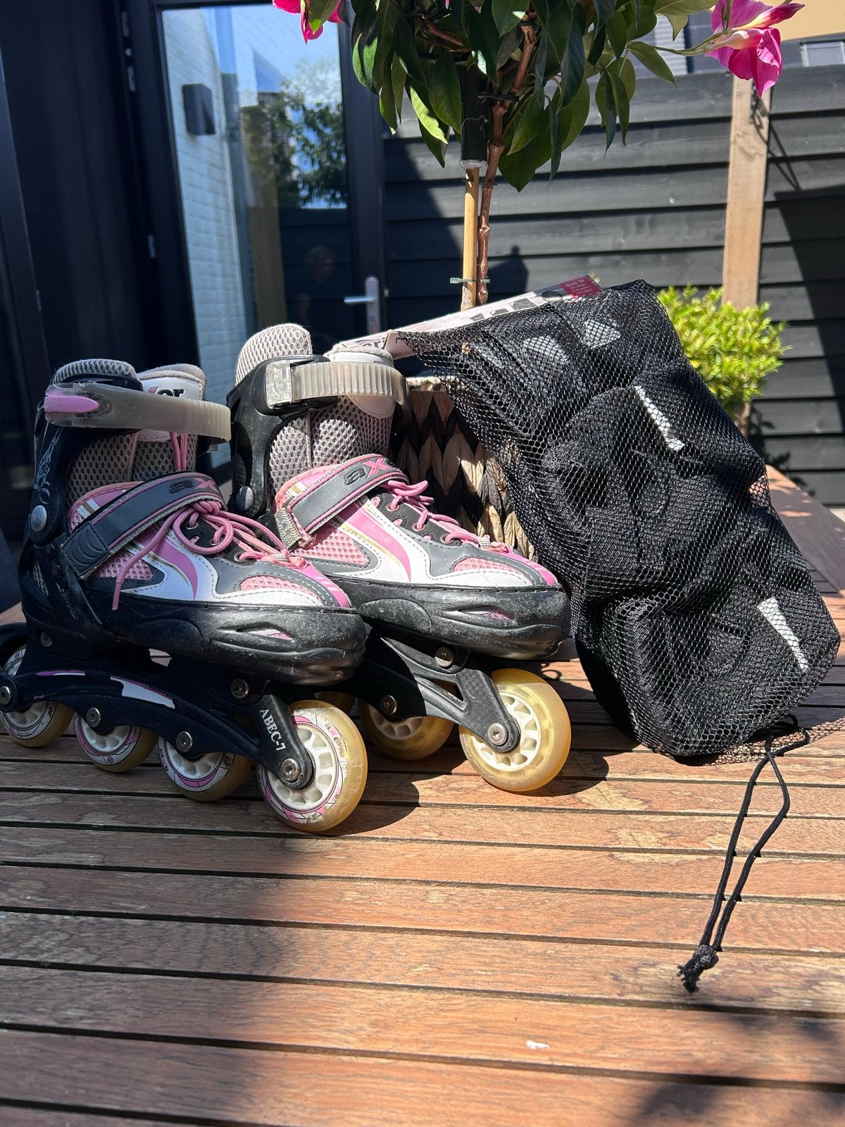 Skeelers en beschermingsset voor kinderen, Ophalen, Gebruikt, Kinderen, Inline skates 4 wielen