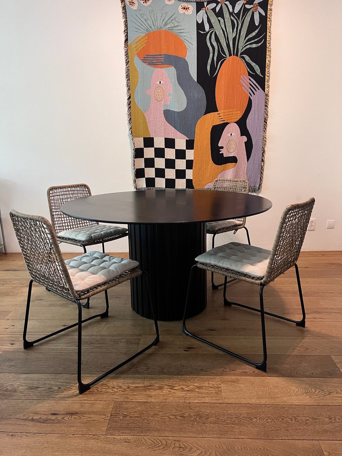 HKliving Pillar Dining Table - Black -, Ophalen, Overige materialen, 100 tot 150 cm, Rond