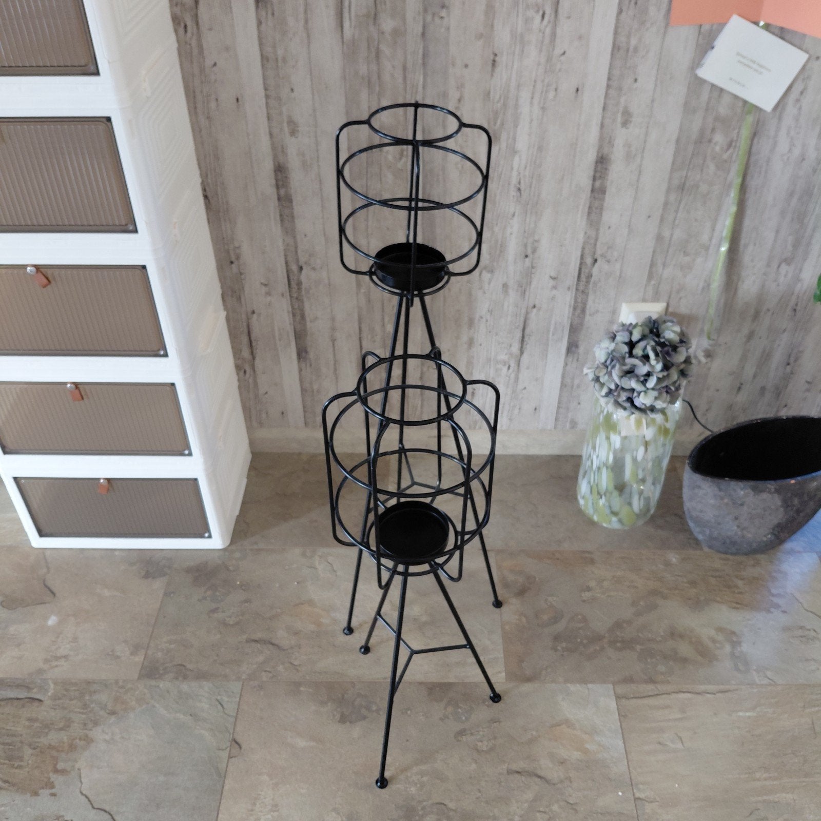 Zwart metalen windlichten, Ophalen, Gebruikt, Zwart, Metaal