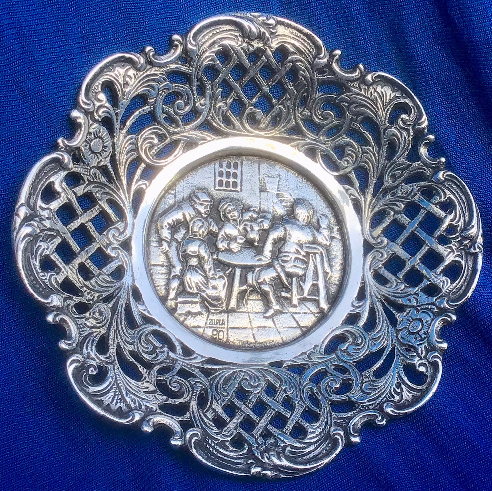 Opengewerkt, verzilverd Bonbonschaaltje, Zilpla, Antiek en Kunst, Ophalen of Verzenden