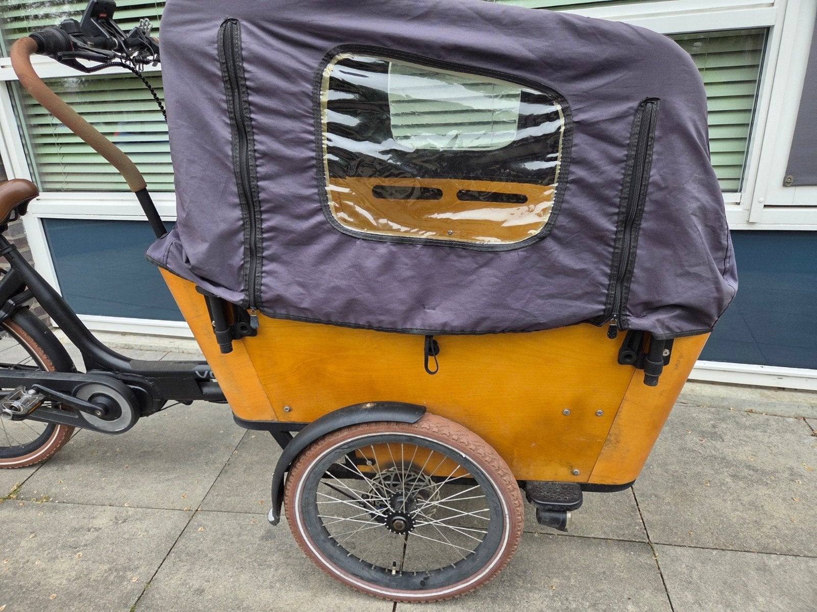 Vogue Carry 3 Bakfiets - 2200 km, recent onderhoud, Fietsen en Brommers, Fietsen | Bakfietsen, Gebruikt, Huif, 2 kinderen, Schijfrem