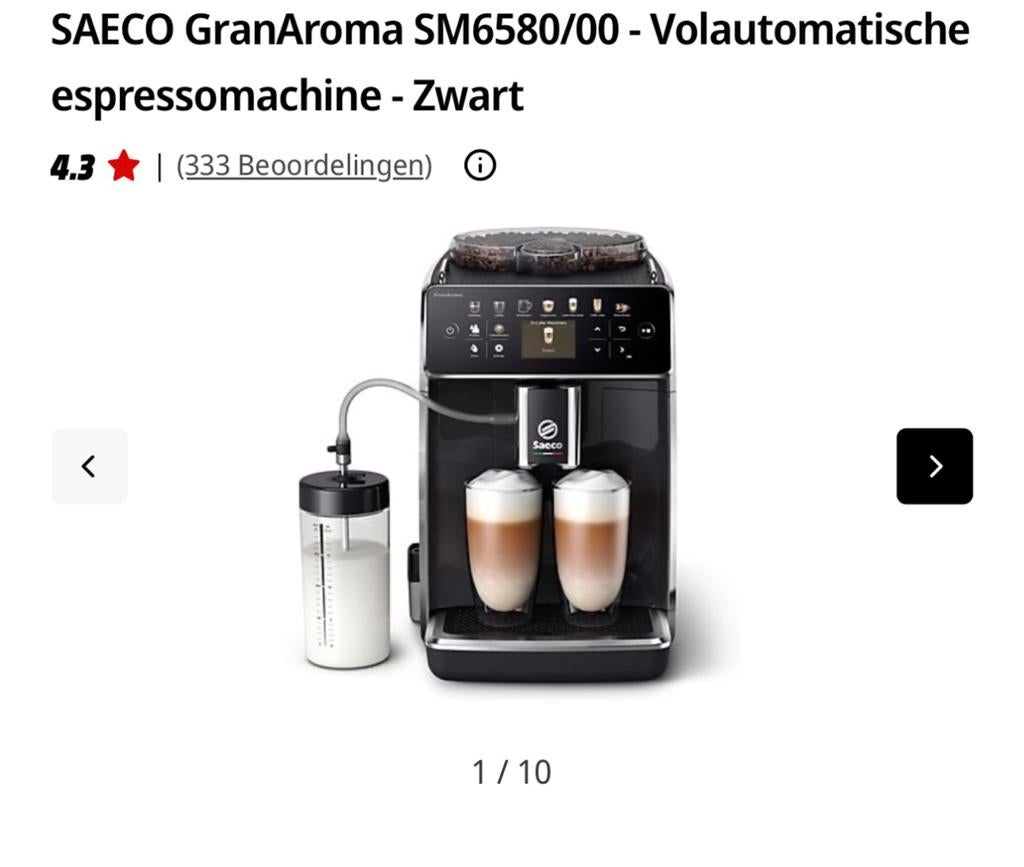Saeco koffiezetaparaat zwart, Ophalen, Zo goed als nieuw, Koffiemachine