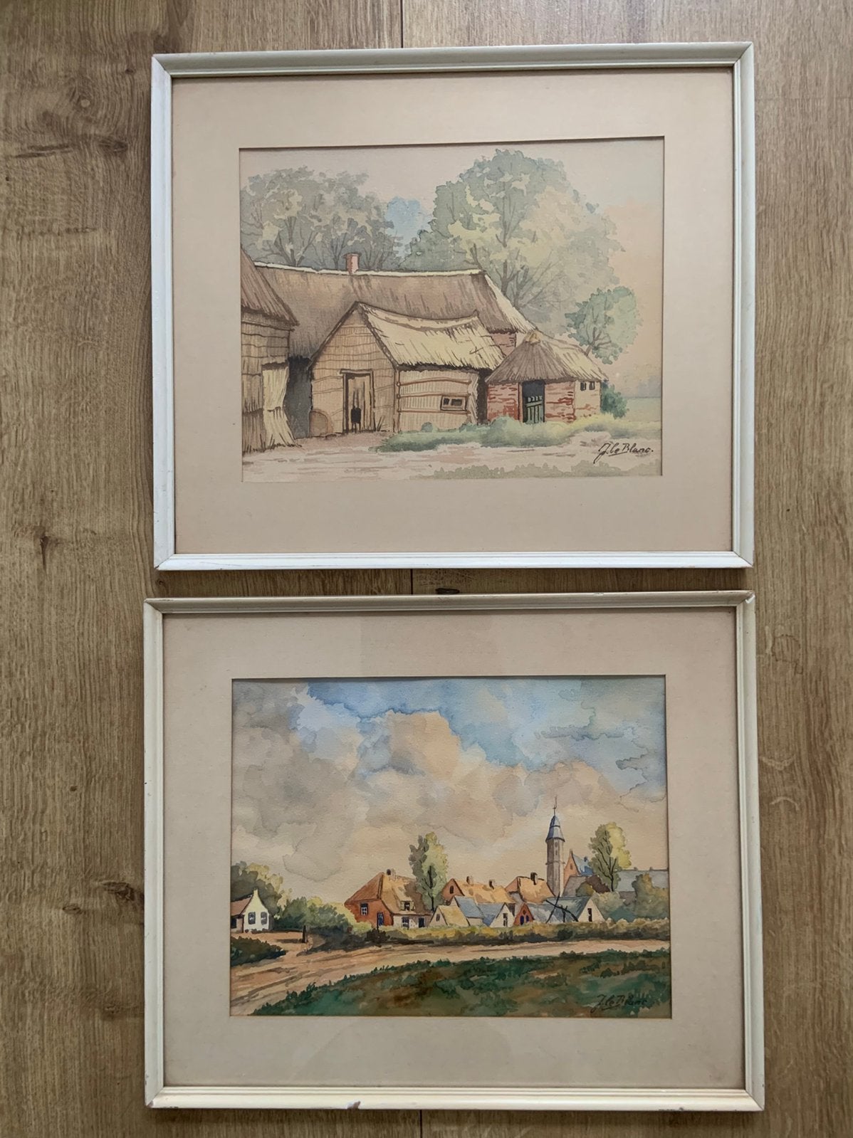 j le blanc ? Gesigneerde aquarellen, Antiek en Kunst, Ophalen of Verzenden
