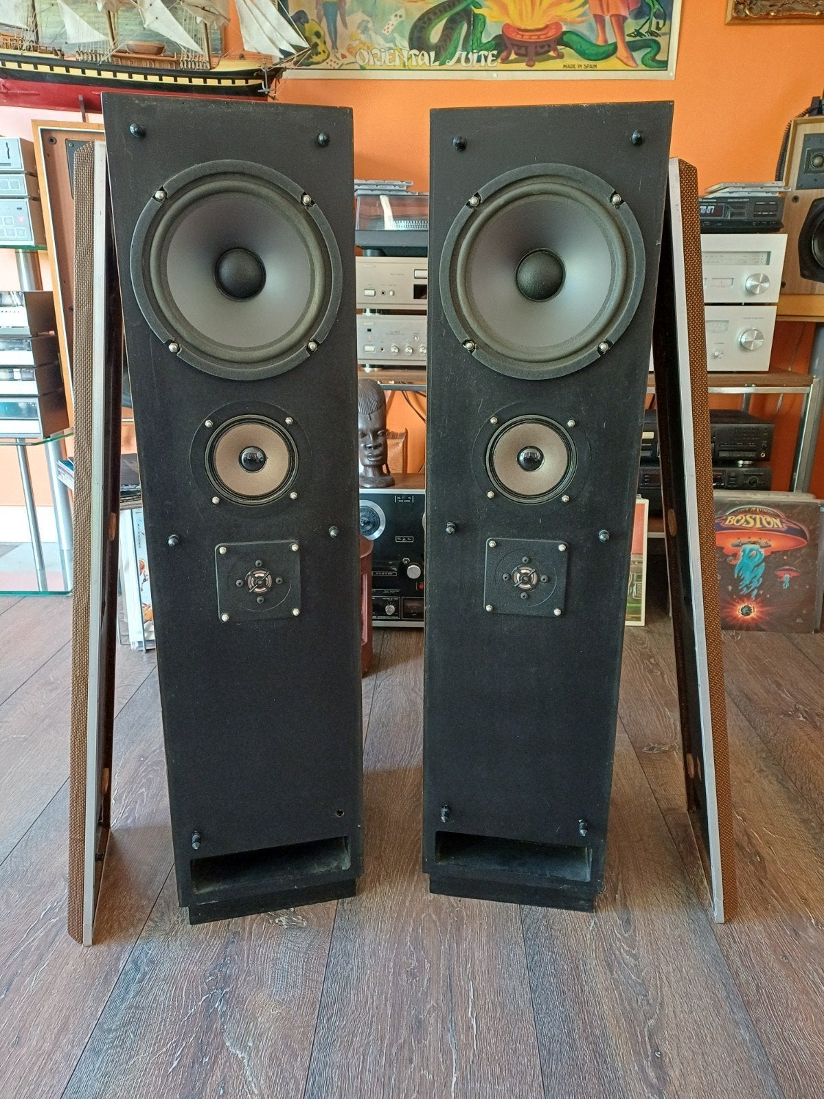 Realistic zuilspeakers - Goede staat, heerlijk geluid, Audio, Tv en Foto, Luidsprekers, Gebruikt, 60 tot 120 watt, Front, Rear of Stereo speakers