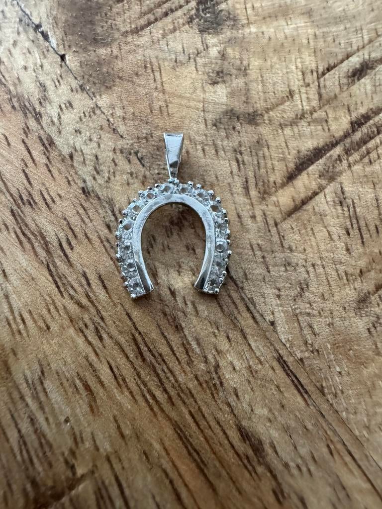 Vintage sterling 925 zilver kettinghanger hoefijzer, Ophalen of Verzenden, Zo goed als nieuw, Zilver, Zilver