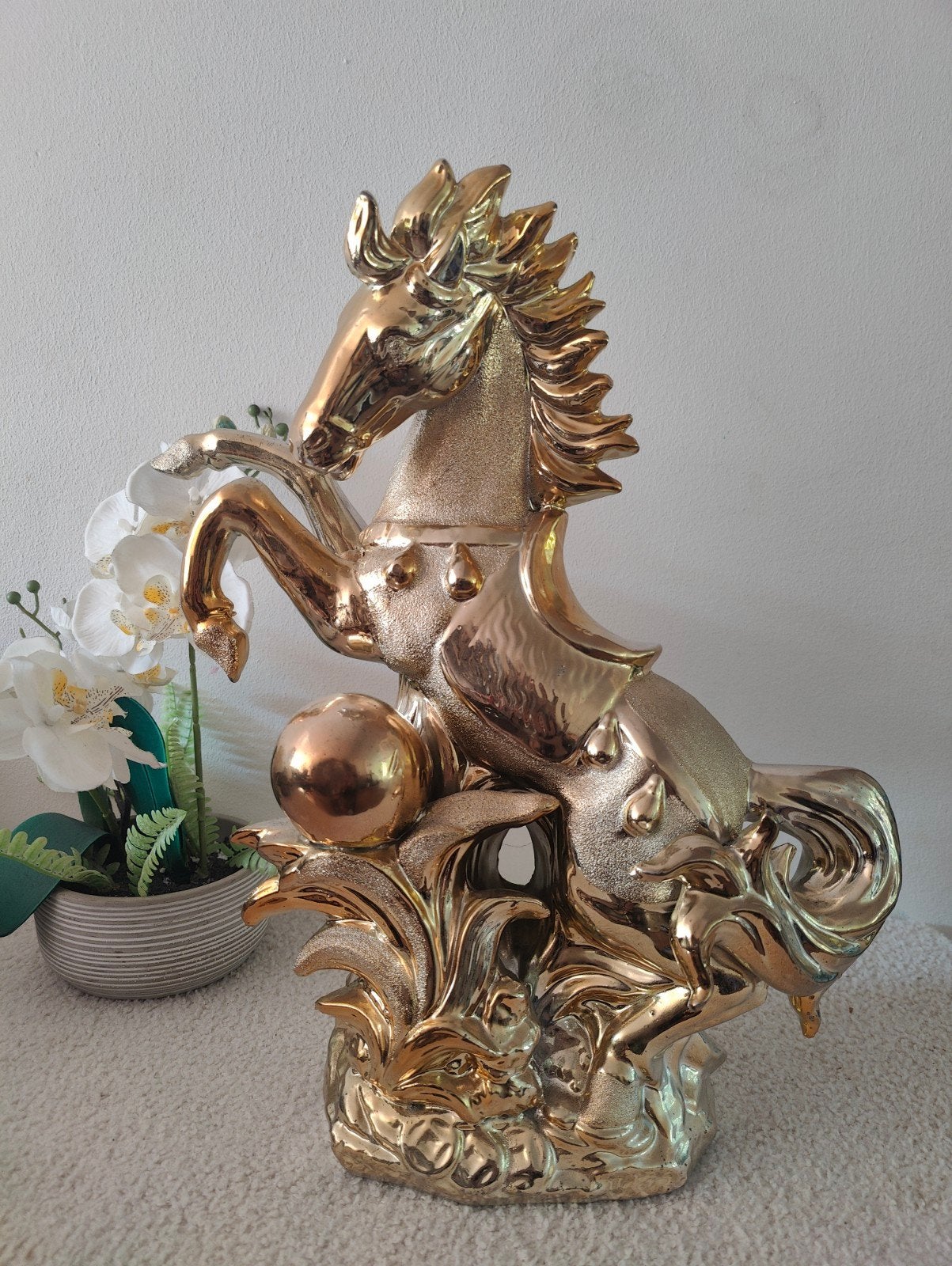Gouden Keramisch Paard - 45 cm, Ophalen