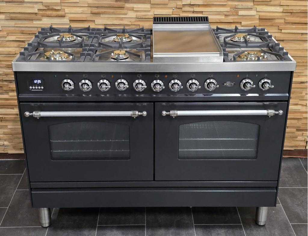 Luxe Fornuis Boretti 120cm antraciet rvs 2 300 ovens, Niet ingevuld, Niet ingevuld, Ophalen of Verzenden, Zo goed als nieuw