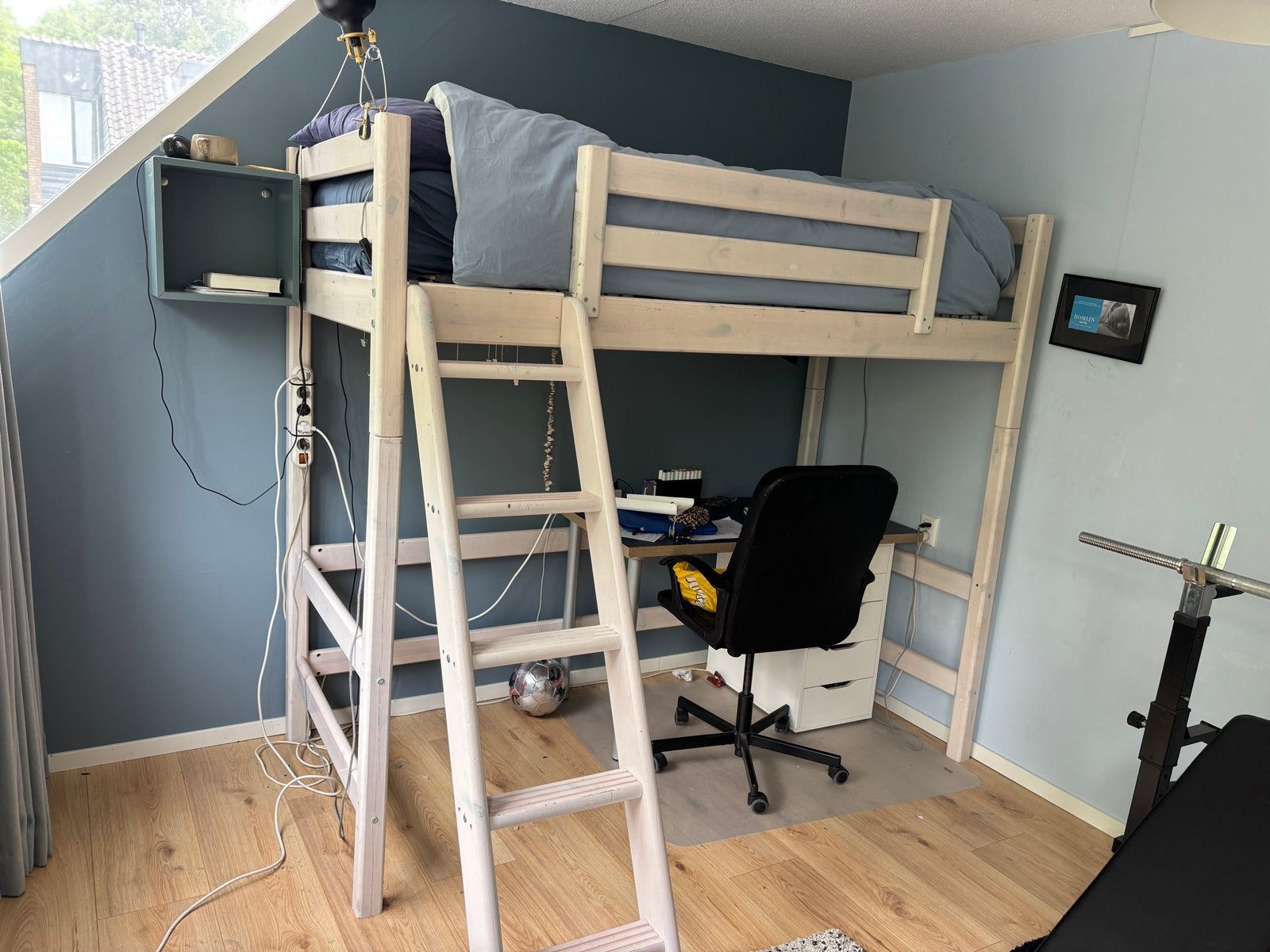 Flexa Hoogslaper White Wash - Ruimtebesparend & Stijlvol, Ophalen, Gebruikt, Eenpersoons, 200 cm