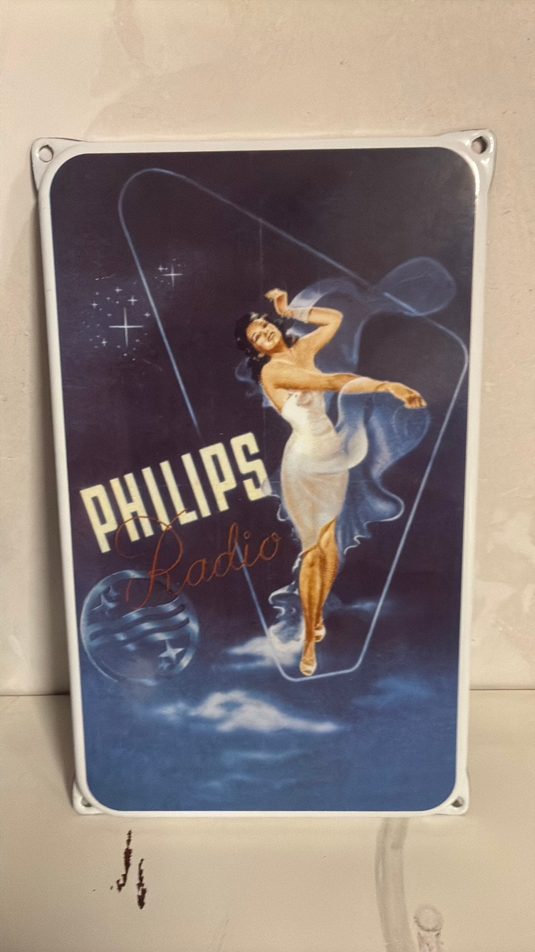 Philips radio emaille bordje, Verzamelen, Ophalen of Verzenden, Gebruikt, Reclamebord
