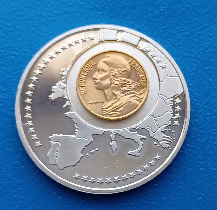 Penning Pecunia Nova Alteri Succedit Frankrijk 12,5 euro, Postzegels en Munten, Penningen en Medailles, Verzenden, Overige materialen