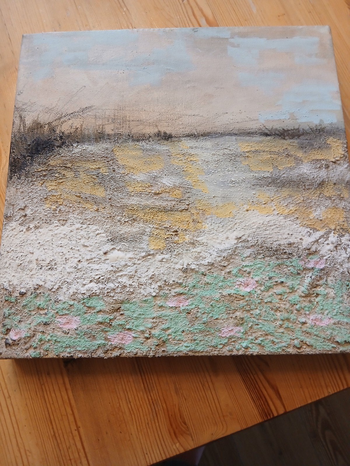 Abstract schilderij van A. Voet - Landschap met textuur, Antiek en Kunst, Ophalen of Verzenden