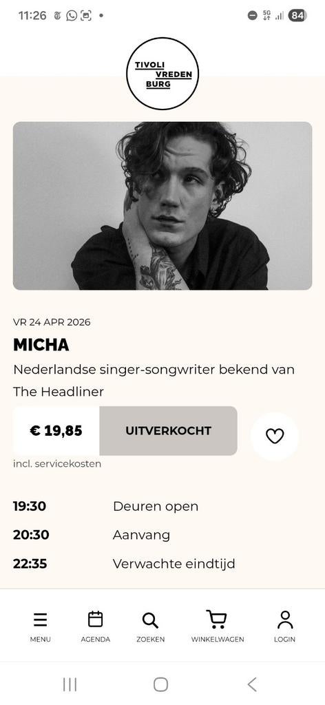 2 Tickets voor uitverkocht concert Micha 24-04-2026 Tivoli, Tickets en Kaartjes, Concerten | Pop, Twee personen, Maart