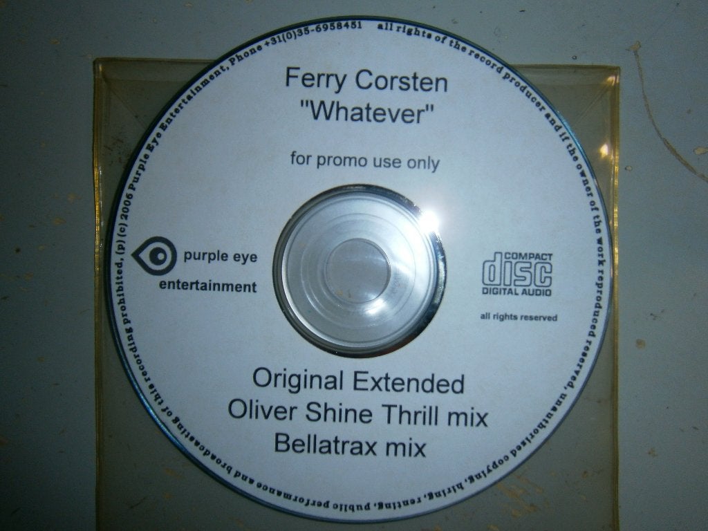Ferry Corsten – Whatever. Zeldzame Purple Eye Promo 3‑Track, Cd's en Dvd's, Ophalen, Eerste persing, Zo goed als nieuw, Dance en House