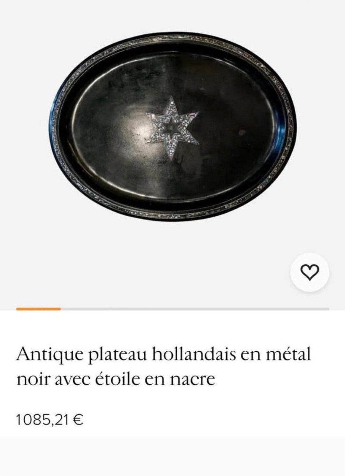 Zeldzame Antiek zwart metalen dienblad met parelmoer, Ophalen of Verzenden, Metaal