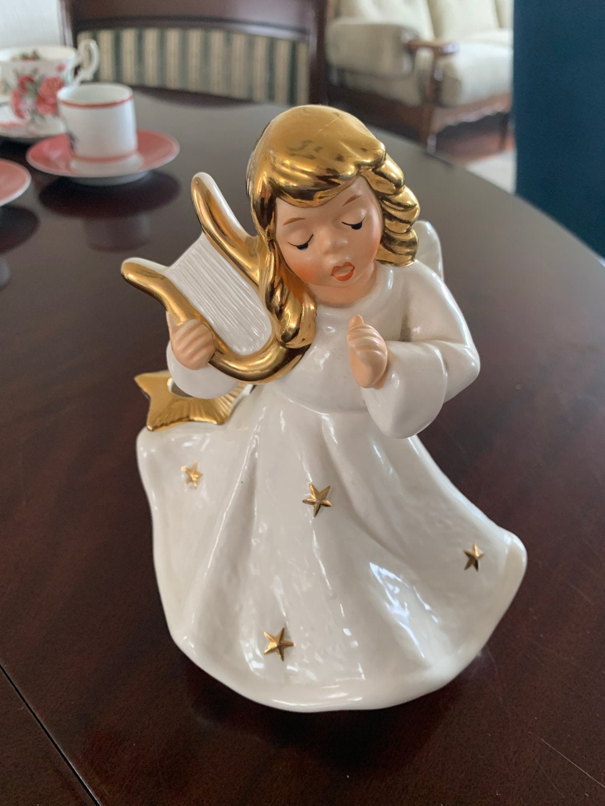 Vintage Goebel Engel met harp - Handbeschilderd porselein, Antiek en Kunst, Ophalen
