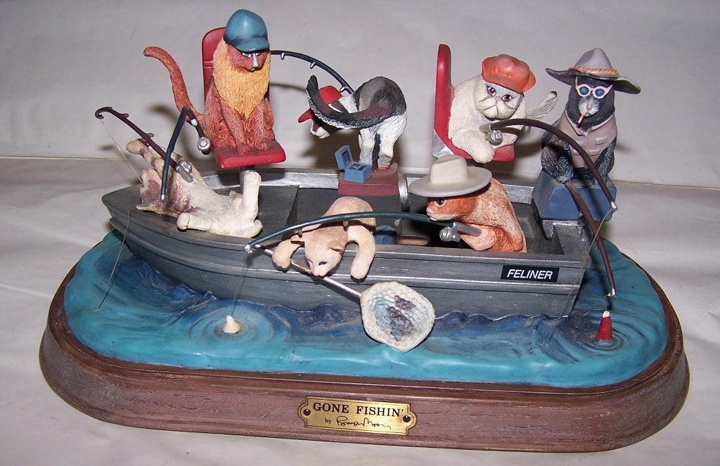 Gone Fishin' Kattenbeeldje by Bryan Moon. Izgs., Ophalen of Verzenden