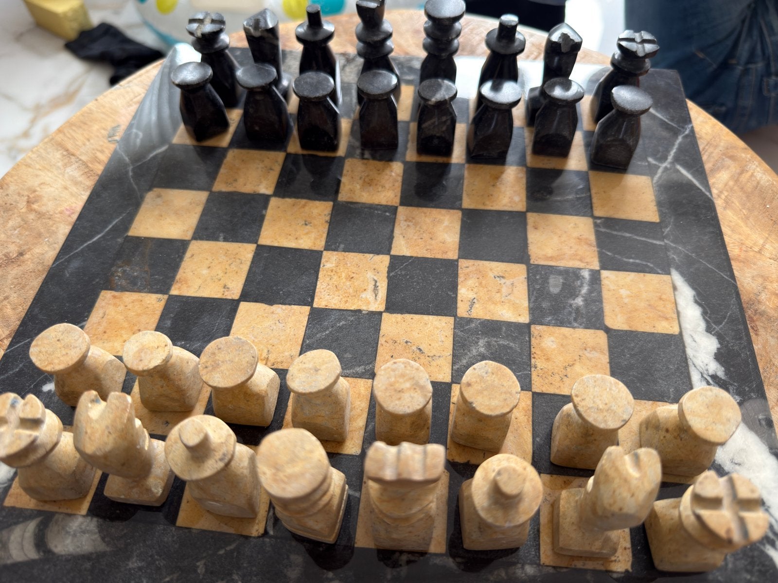 Uniek marmeren schaakspel - Handgemaakt, Een of twee spelers, Ophalen of Verzenden, Gebruikt