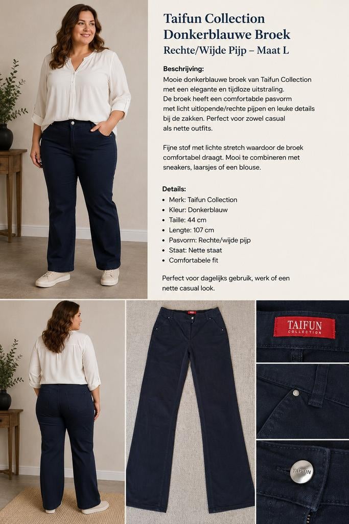 Taifun broek maat XL, Kleding | Dames, Grote Maten, Zo goed als nieuw, Broek of Spijkerbroek, Blauw, Ophalen of Verzenden