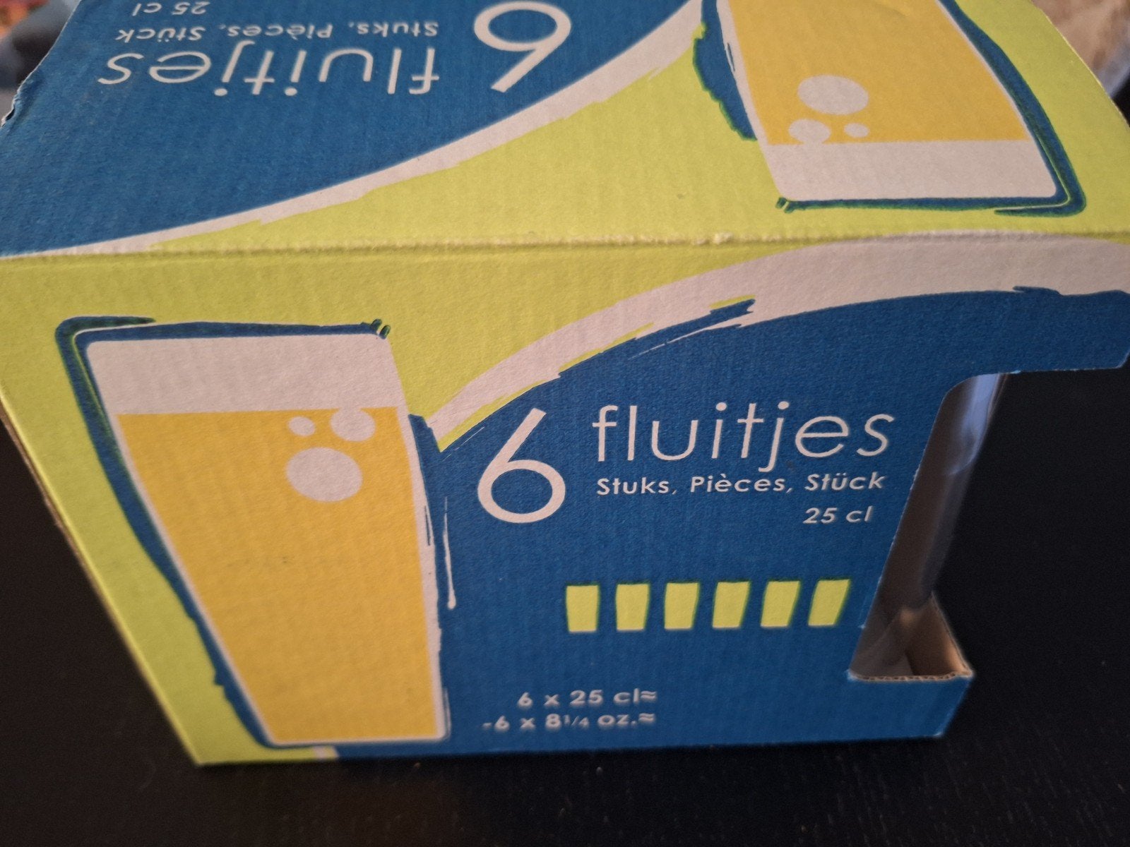 Set van 6 fluitjes bierglazen 25 cl, Nieuw, Ophalen of Verzenden, Overige merken, Glas