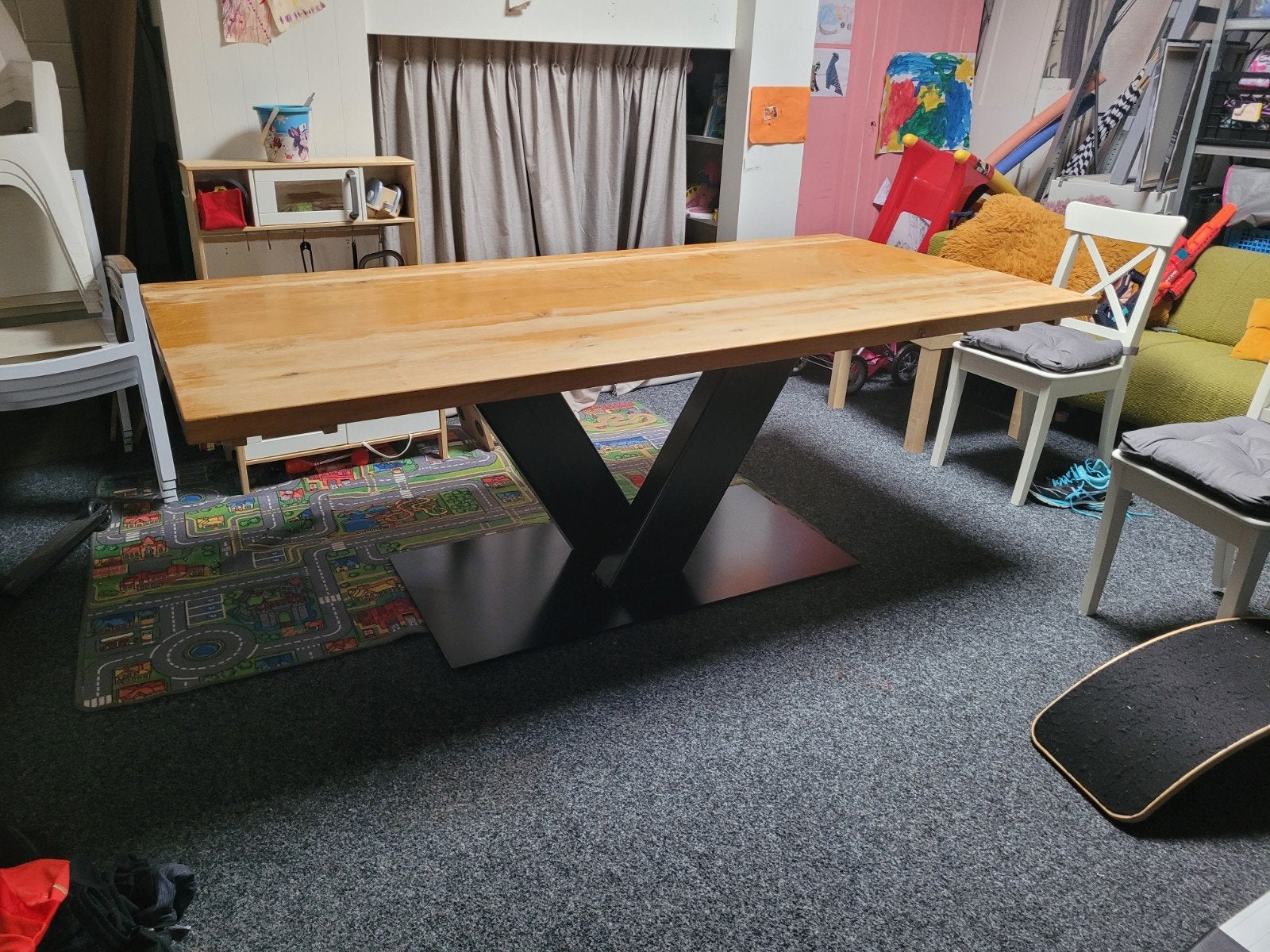 Zwarte stalen tafelpoot V model 120x60cm, zwaar en stevig, Ophalen, Gebruikt, 50 tot 100 cm, Metaal
