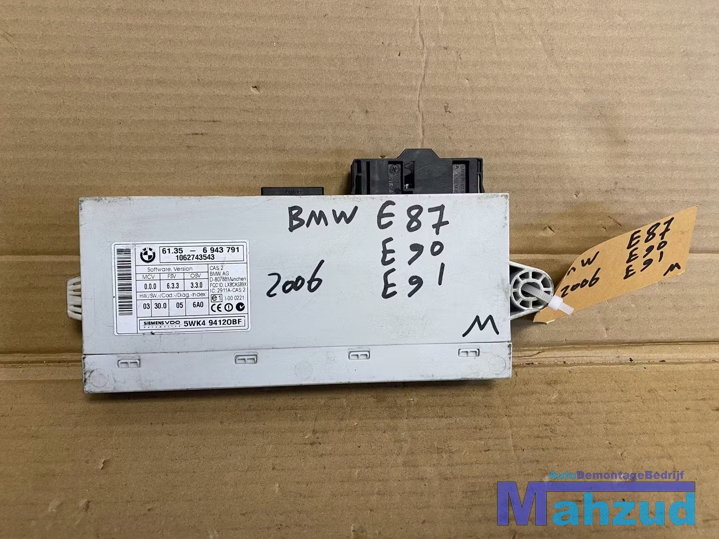 BMW E87 E90 E91 BCM sam module 6943791 61356943791, Petuelring 130
80788  Munich, DE, Gebruikt, Info@bmw.de, Ophalen of Verzenden