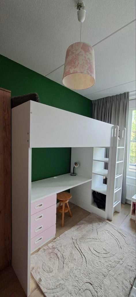 IKEA SMÅSTAD Hoogslaper met bureau en lades, Ophalen, Zo goed als nieuw, Hoogslaper