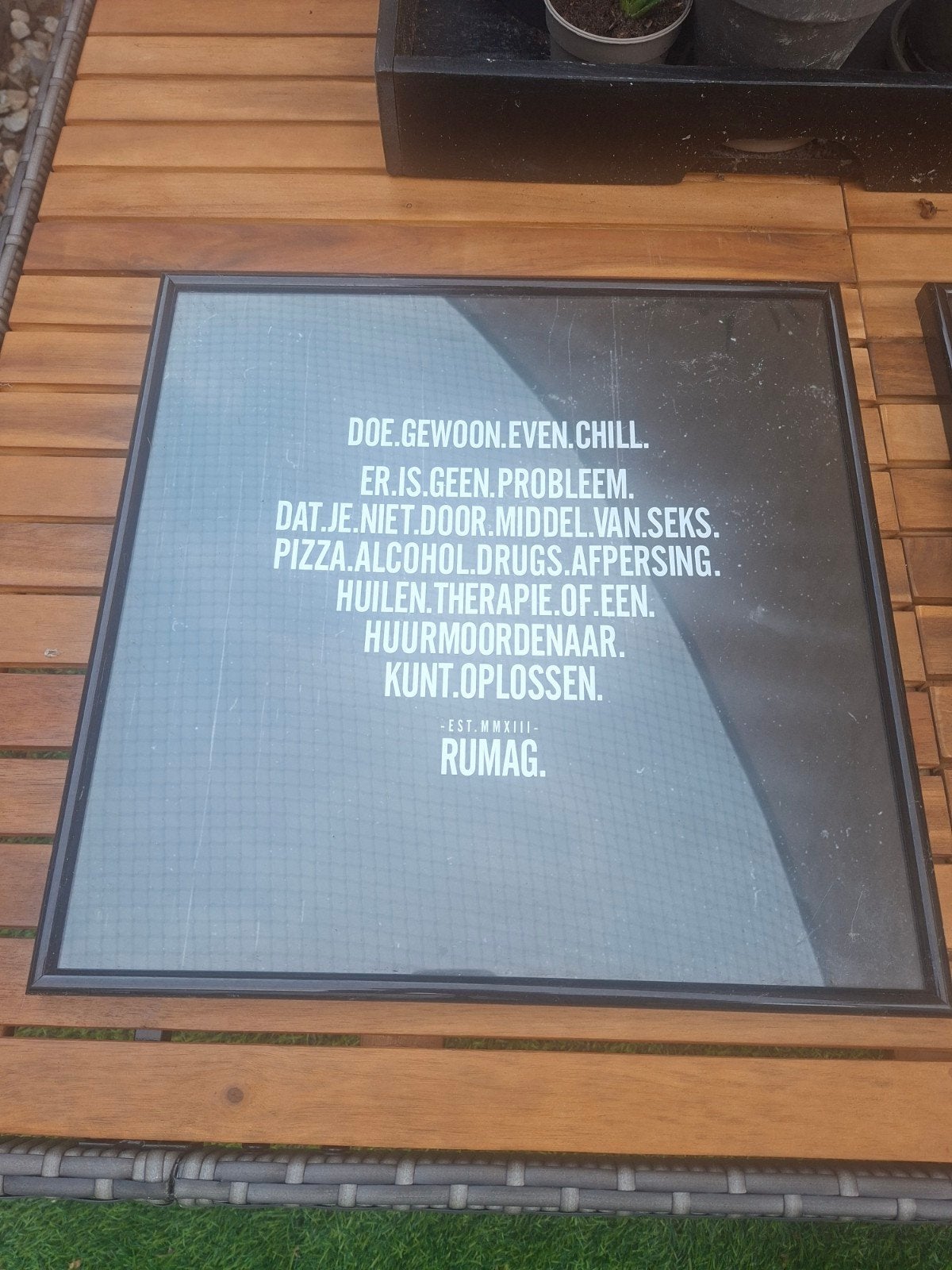 Set van 2 originele RUMAG posters in zwarte lijst (40x40 cm), Huis en Inrichting, Minder dan 50 cm, Gebruikt, Ophalen of Verzenden