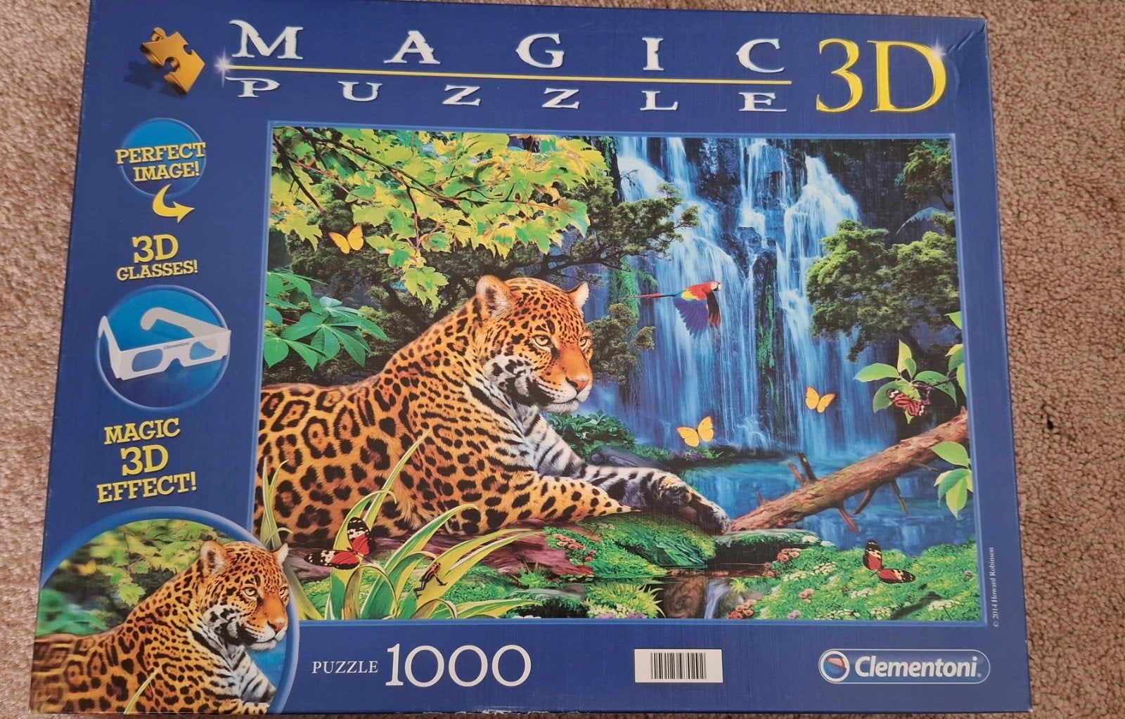 Clementoni Magic Puzzle 3D - Jaguar bij Waterval, Ophalen, 500 t/m 1500 stukjes, Zo goed als nieuw, Legpuzzel