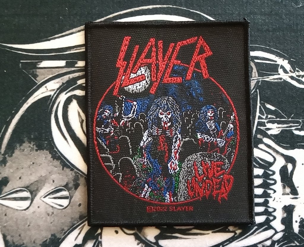 Slayer mooie  originele live undead patch 40 metal, Ophalen of Verzenden, Nieuw, Kleding