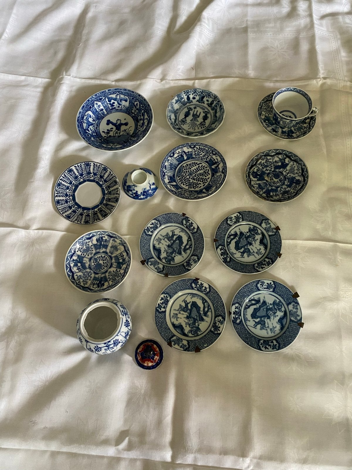 Antiek Chinees porseleinen servies - Blauw en wit, Ophalen of Verzenden