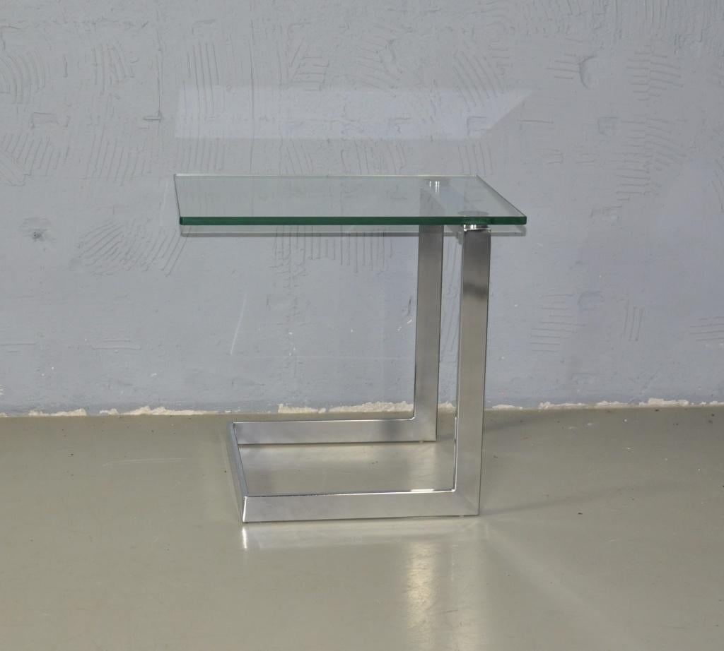 Gebra glazen bijzettafeltje, Minder dan 55 cm, Gebruikt, Vintage, Glas