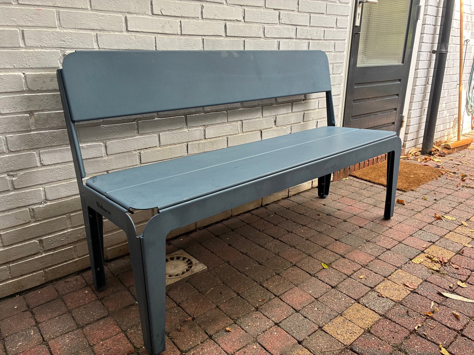 Weltevree Buitenbank - Blauw/Grijs Metaal, Tuin en Terras, Ophalen, Gebruikt, Metaal