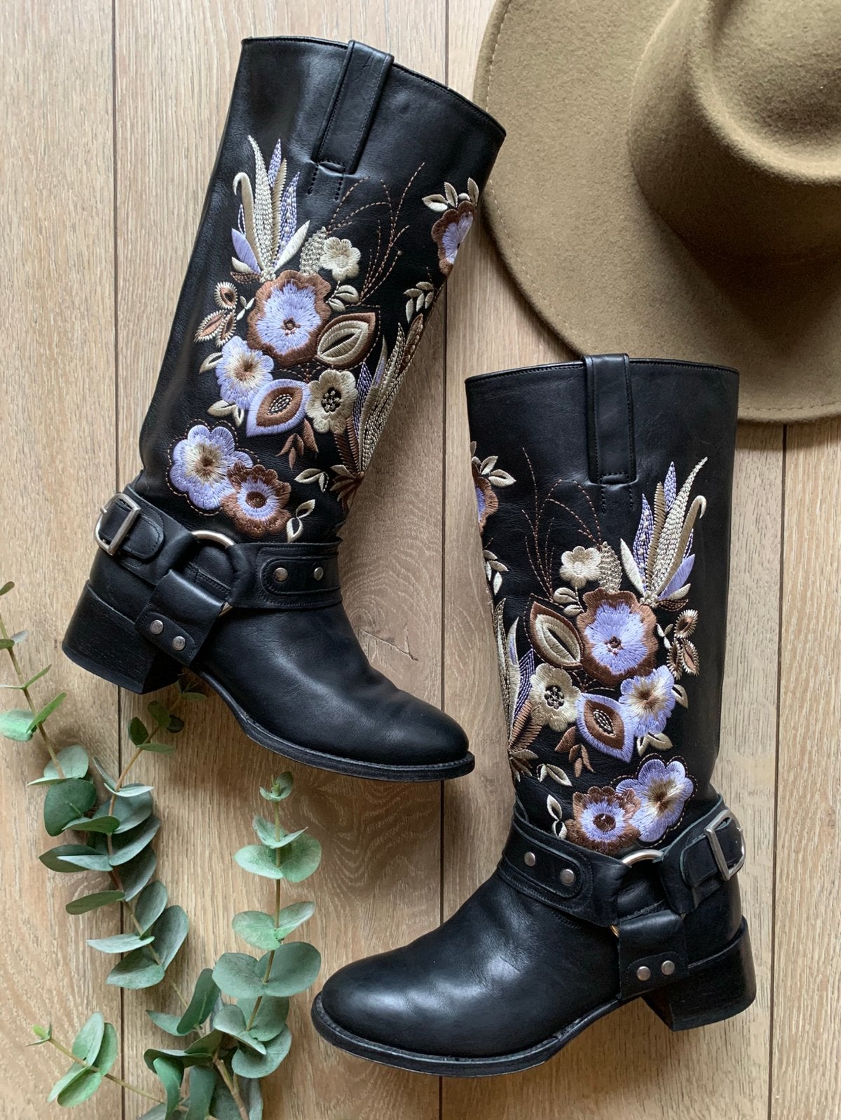 Tony Mora bikerboots 37 flowerboots cowboylaarzen, Kleding | Dames, Hoge laarzen, -, Zwart, -