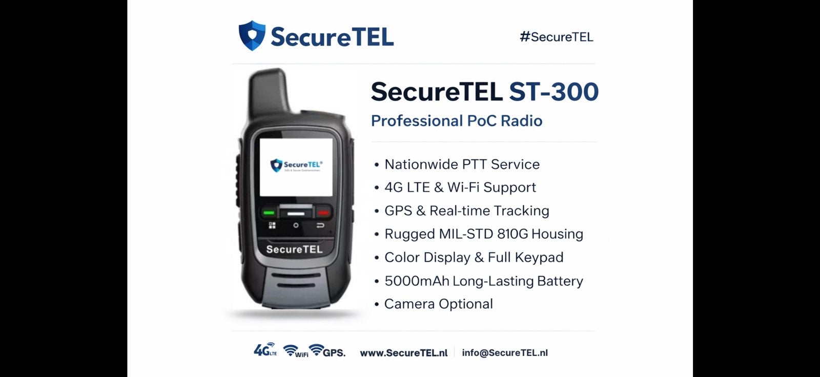 SecureTEL PTT PoC Portofoons - Professionele Communicatie, Groningen, Info@SecureTEL.nl, Nieuw, 15 km of meer