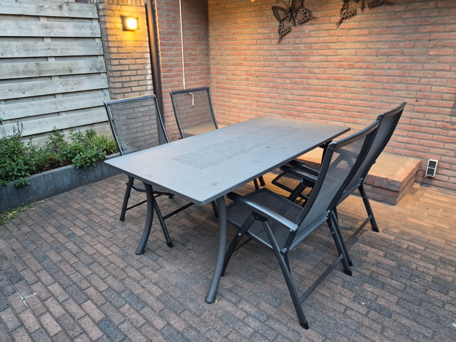Royal Garden tuinset: tafel + 4 stoelen verstelbaar, Tuin en Terras, Ophalen, 4 zitplaatsen, Gebruikt, Aluminium