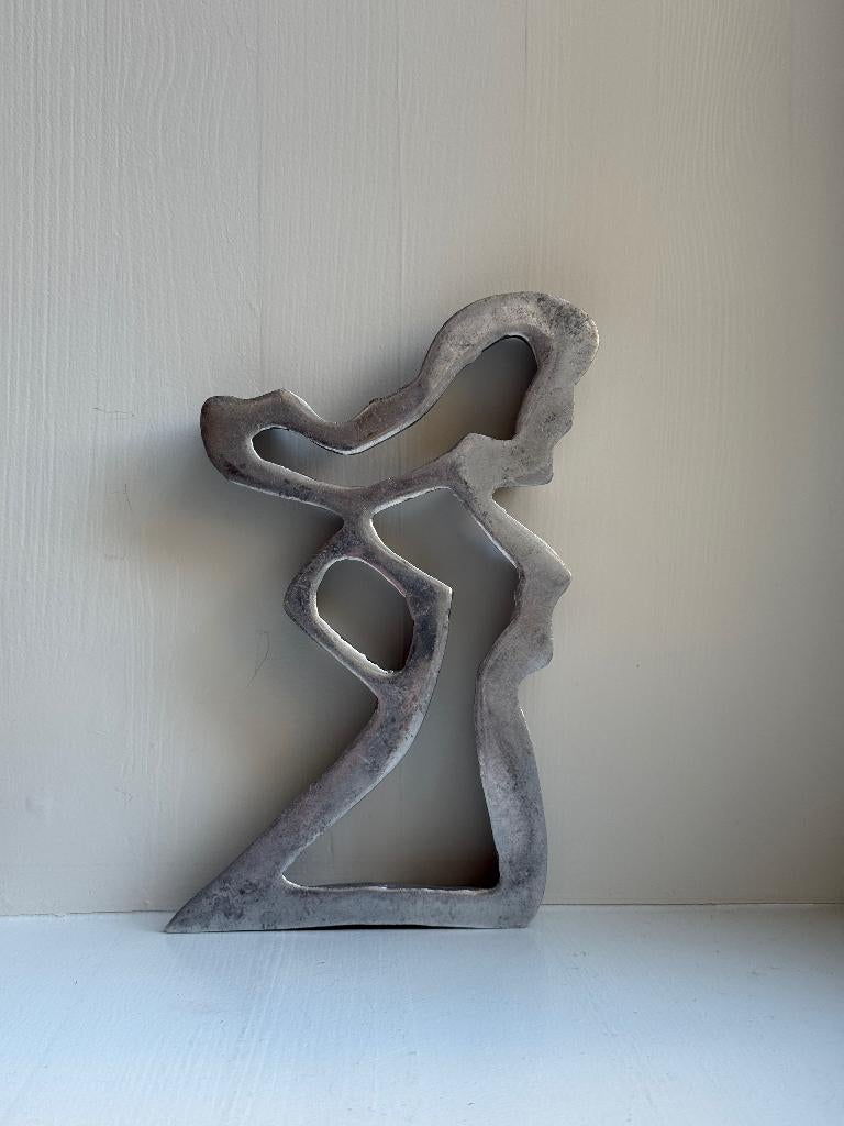 Aluminium onderzetter abstracte vrouw ontwerp Teun Kees, Overige typen, Zilver, Ophalen of Verzenden, Zo goed als nieuw
