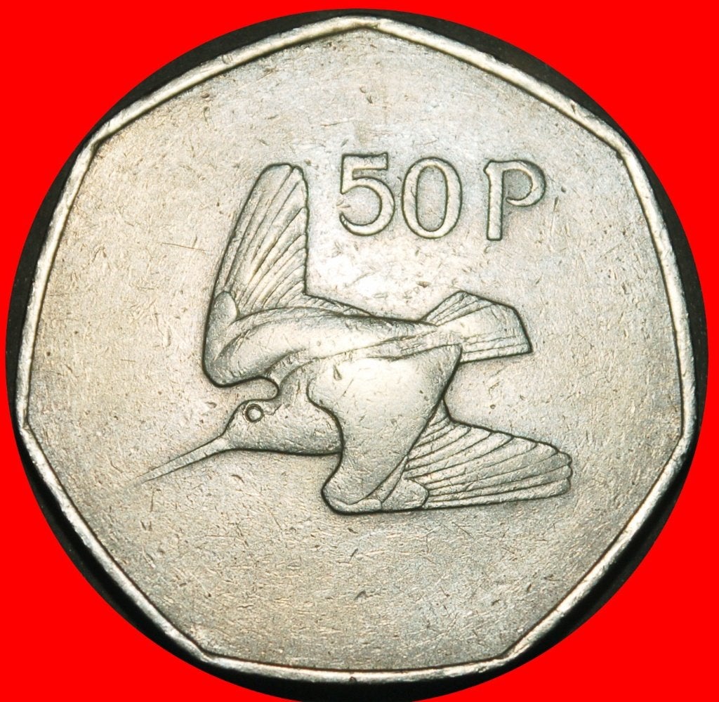 Ⰺ GREAT BRITAIN (1970-2000): IRELAND 50 PENCE 1970 WOODCOCK!, Postzegels en Munten, Ophalen of Verzenden, Overige landen, Losse munt