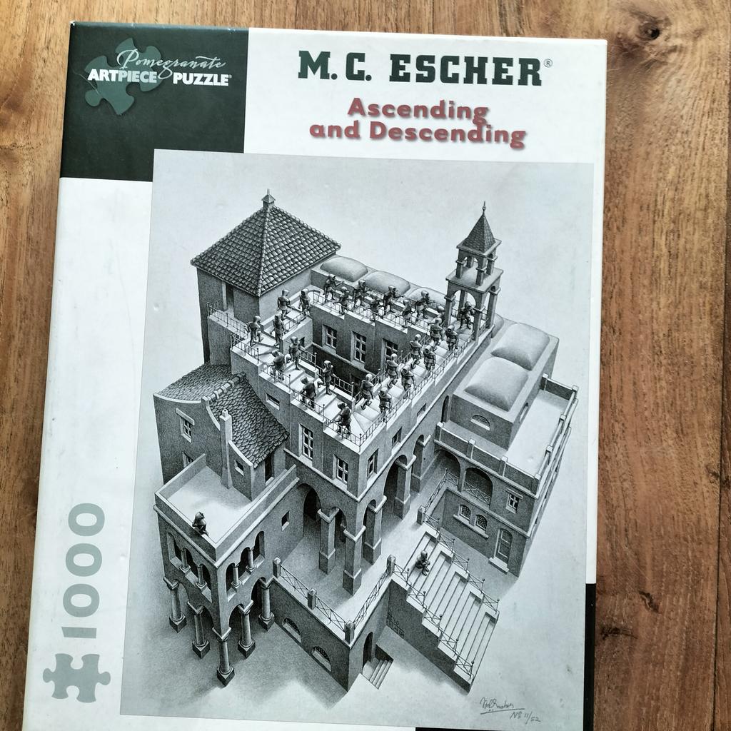 M.C. Escher Legpuzzel - Ascending and Descending - 1000 stuk, Ophalen of Verzenden, Meer dan 50 stukjes, Gebruikt, 6 jaar of ouder