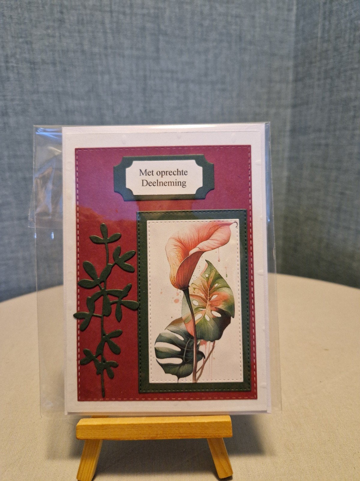 Kaartje condoleance rode bloem (anthurium), Ophalen of Verzenden, Nieuw, Overige thema's