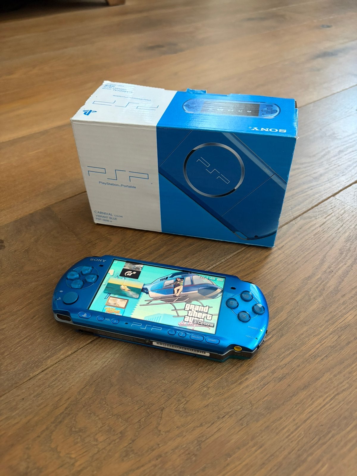 Sony PSP 3006 – Vibrant Blue + doos + games, Met games, Blauw, PSP 3000, Ophalen of Verzenden