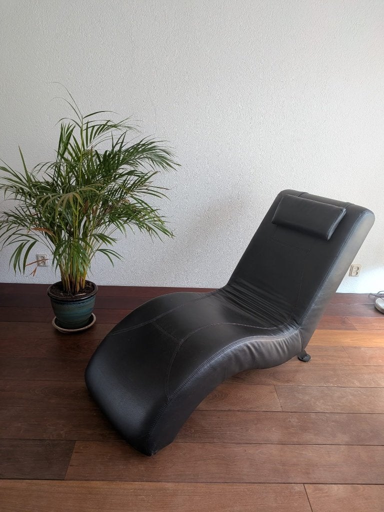 Zwarte lounge stoel - Chaise longue, Ophalen, Overige materialen, Gebruikt, Eenpersoons