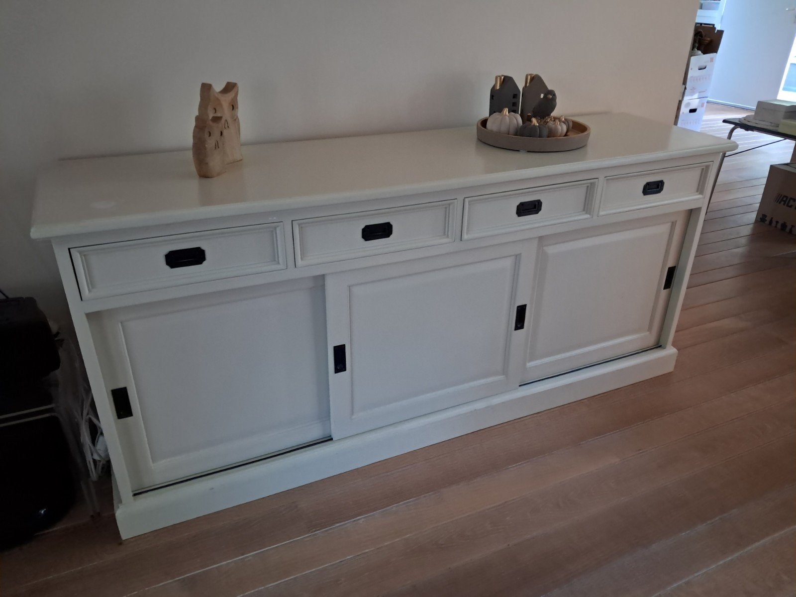 Degelijk dressoir met schuifdeuren en lades - 192x50x86 cm, Huis en Inrichting, Ophalen, Gebruikt, Met deur(en), 150 tot 200 cm