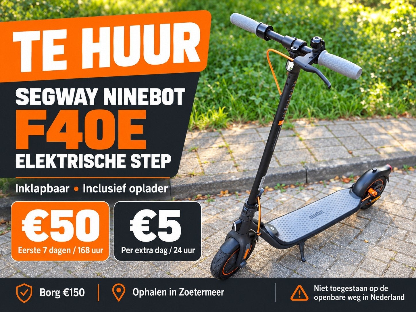 Segway Ninebot F40E elektrische step te huur, Ophalen, Zo goed als nieuw, Elektrische step (E-scooter), Segway Ninebot f40